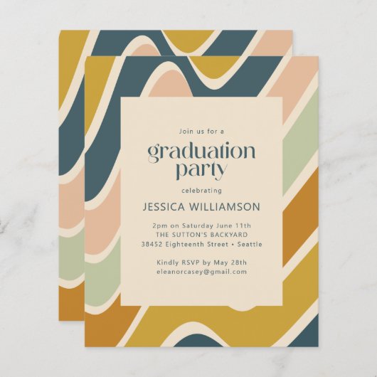 Budget Earthy Boho Abstrakt Wavy Pastel Abschluss (Vorne/Hinten)