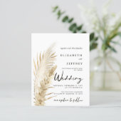 Budget Earthy Boho Pampas Wedding Einladung (Stehend Vorderseite)