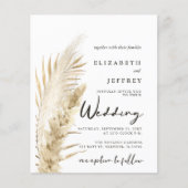 Budget Earthy Boho Pampas Wedding Einladung (Vorderseite)