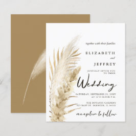 Budget Earthy Boho Pampas Wedding Einladung