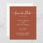 Budget Earthy Terracotta Script Save the Date (Vorne/Hinten)
