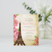 Budget Eiffelturm Brautdusche Einladung (Stehend Vorderseite)
