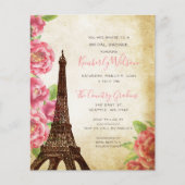 Budget Eiffelturm Brautdusche Einladung (Vorderseite)