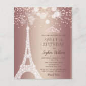 Budget Eiffelturm Rose Gold Sweet 16 Einladung (Vorderseite)