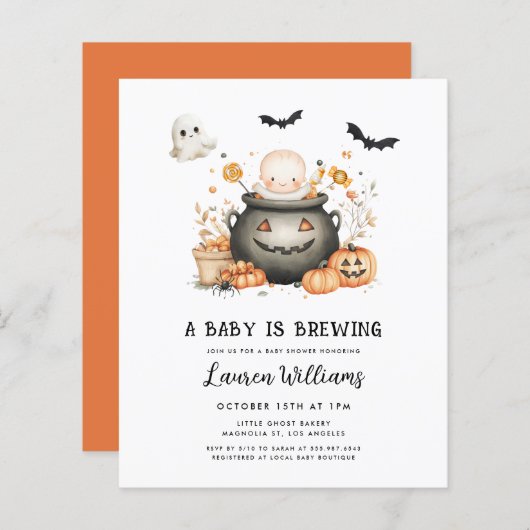 BUDGET Ein Baby braut Halloween-Kinderdusche (Vorne/Hinten)