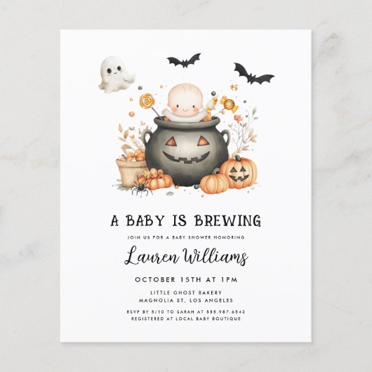 BUDGET Ein Baby braut Halloween-Kinderdusche Flyer (Vorne)