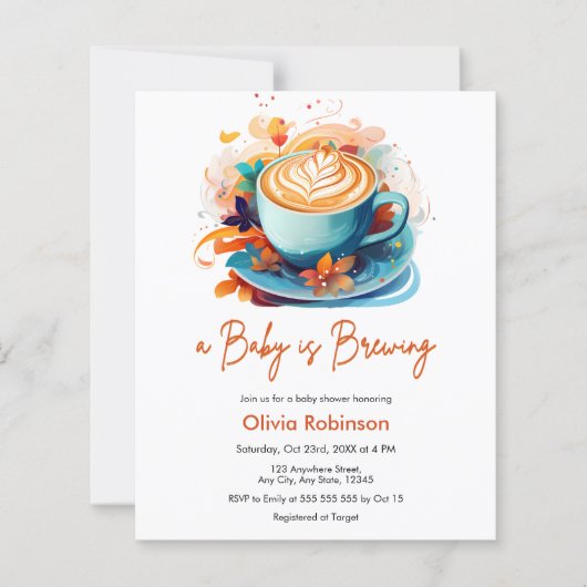 Budget Ein Baby ist das Brechen Coffee Baby Dusche (Vorderseite)