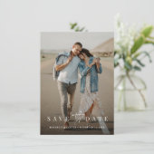 Budget Einfach modern Minimalistisch zwei Foto Save The Date (Stehend Vorderseite)