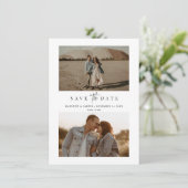 Budget Einfach modern Minimalistisches Drei-Foto Save The Date (Stehend Vorderseite)