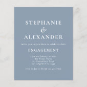 Budget Einfach Text Dusty Blue Engagement Party (Vorderseite)