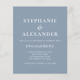 Budget Einfach Text Dusty Blue Engagement Party