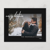 Budget Einfach Weiß frohe Weihnachts Schwarze Kart Flyer (Vorne)