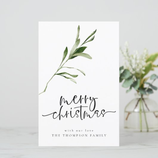 Budget Einfache Blätter Frohe Weihnachtskarte (Stehend Vorderseite)