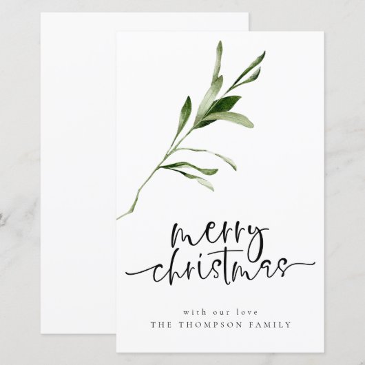 Budget Einfache Blätter Frohe Weihnachtskarte (Vorne/Hinten)