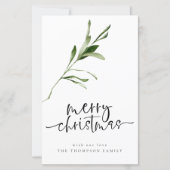 Budget Einfache Blätter Frohe Weihnachtskarte (Vorderseite)