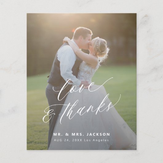 Budget einfache Foto Liebe und dank Skript Hochzei Flyer (Vorne)