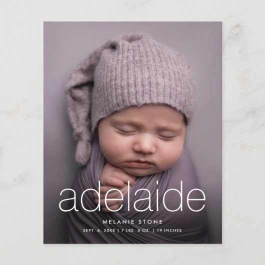 Budget Einfache Geburtsankündigung von Fotos (Vorderseite)