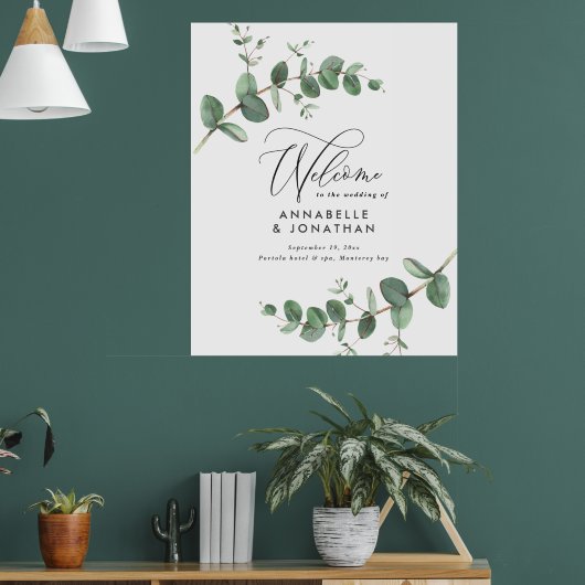 Budget einfache Hochzeit elegante Begrüßung Eukaly Poster (Wohnzimmer 1)