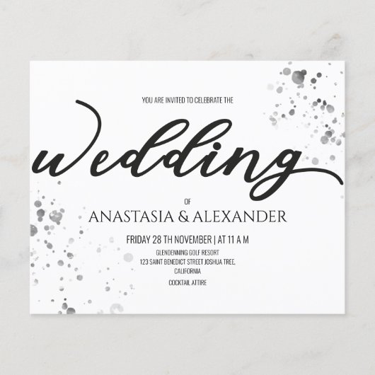 Budget Einfache Hochzeitseinladung. Flyer (Vorne)