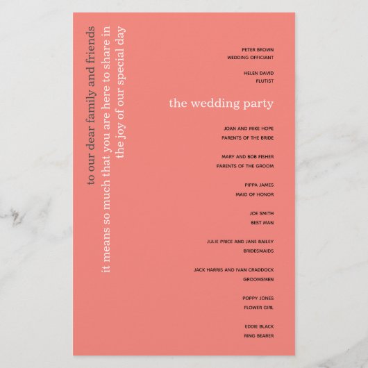 BUDGET Einfache Korallen Rose Pink Text Hochzeitsp (Rückseite)