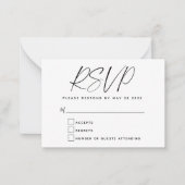 Budget Einfache minimale Schwarz-weiße Script RSVP Mitteilungskarte (Vorderseite)