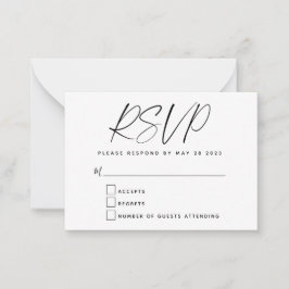 Budget Einfache minimale Schwarz-weiße Script RSVP Mitteilungskarte
