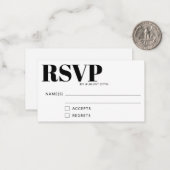 Budget Einfache Minimalistische Schwarz/Weiß-RSVP- Mitteilungskarte (Vorderseite/Rückseite Beispiel)