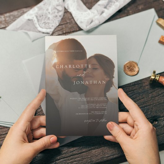 Budget Einfache Moderne 2 Foto Hochzeit Einladung