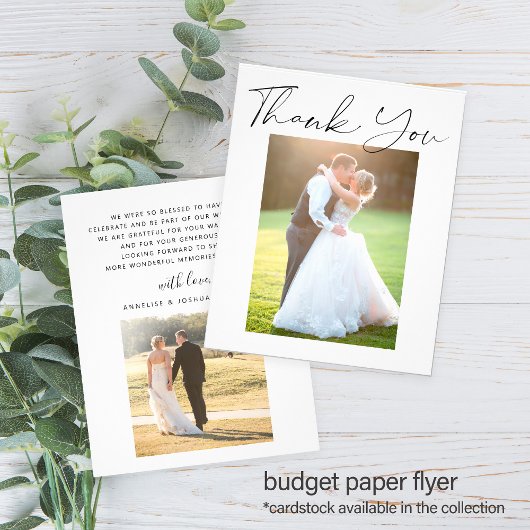 Budget einfache moderne Foto Hochzeit danke Flyer