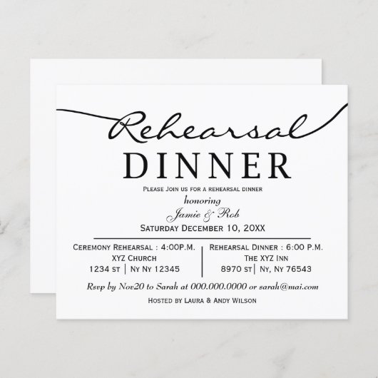 Budget Einfache Moderne Probe Einladung (Vorne/Hinten)