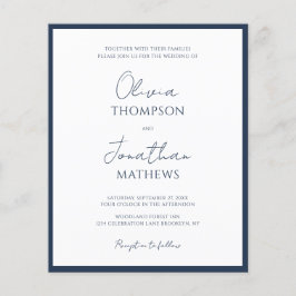 BUDGET Einfache Navyblaue Rahmen Schrift Hochzeit