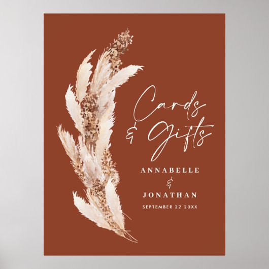 Budget einfache Pampas Gras Hochzeitskarten und Ge Poster (Vorne)