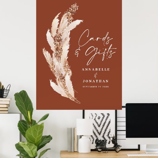 Budget einfache Pampas Gras Hochzeitskarten und Ge Poster (Heimbüro)