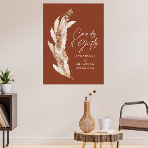 Budget einfache Pampas Gras Hochzeitskarten und Ge Poster