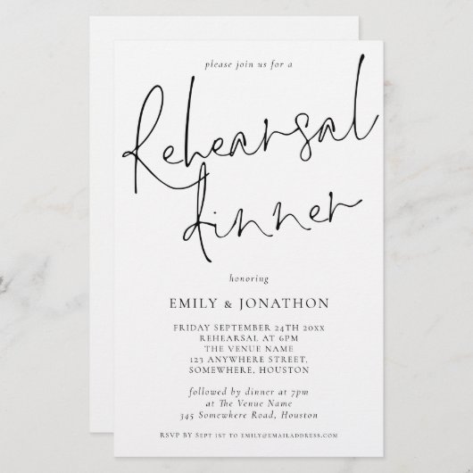 Budget Einfache Probe Abendessen Größere Einladung (Vorne/Hinten)