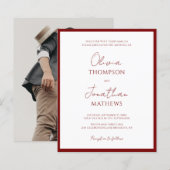 BUDGET Einfache Red Border Script Foto Hochzeit (Vorne/Hinten)