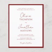 BUDGET Einfache Red Border Script Foto Hochzeit (Vorderseite)