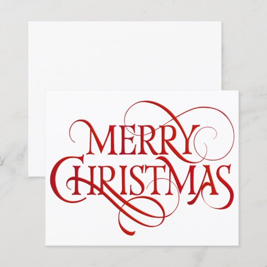 Budget Einfache Red & White Frohe Weihnachtskarte (Vorne/Hinten)