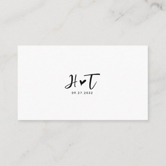 BUDGET Einfache romantische Script-Herz-Monogram-U Begleitkarte (Rückseite)