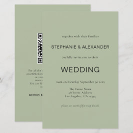 Budget Einfache Seite Green QR Code Hochzeit Einla
