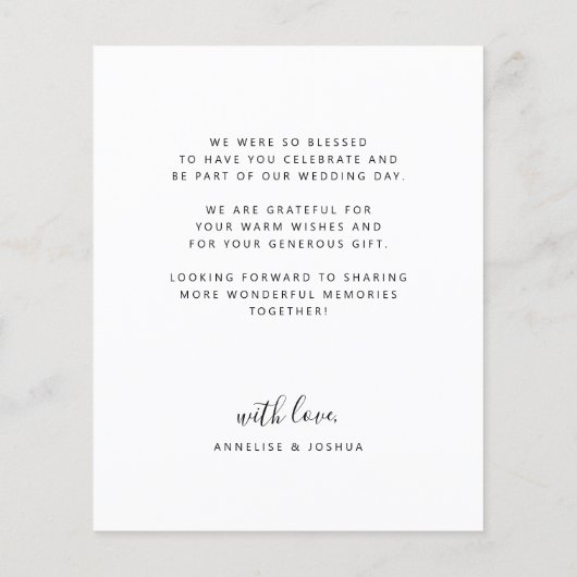 Budget einfache Skript Foto Hochzeit danke Ihnen K (Rückseite)