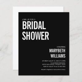 Budget Einfache Typografie Bridal Dusche Einladung