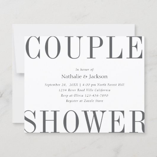 BUDGET Einfache Typografie Grau-Couple-Dusche Brid (Vorderseite)