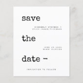 Budget einfache Typografie Hochzeit speichern Sie Flyer (Vorne)