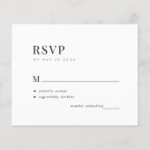Budget einfache Typografie minimale Hochzeit RSVP (Vorderseite)