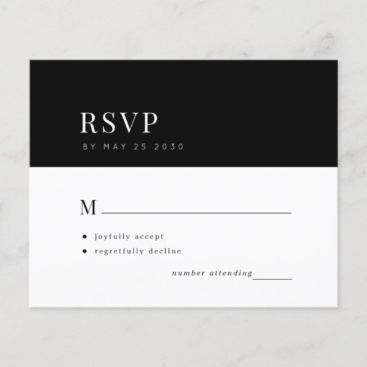 Budget einfache Typografie minimale Hochzeit RSVP Flyer (Vorne)