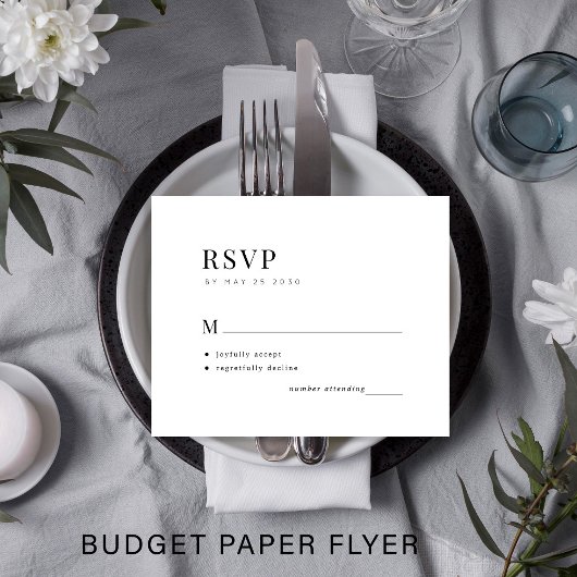 Budget einfache Typografie minimale Hochzeit RSVP Flyer