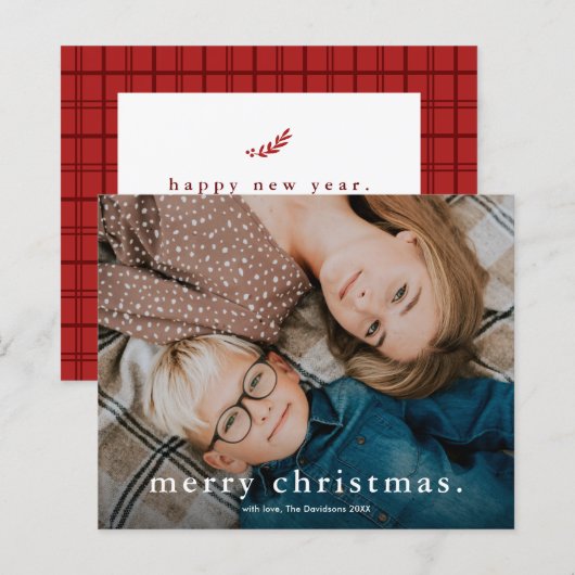 Budget Einfaches Foto Frohe Weihnachtskarte (Vorne/Hinten)