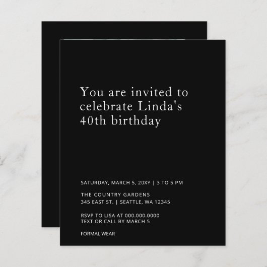 Budget Einfaches Foto jedes Jahr Einladung zum Geb (Vorne/Hinten)