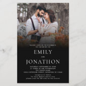 Budget Einfaches Foto QR Code Wedding Black Invite (Vorderseite)
